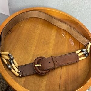 Vintage western belt leather and bone details sz M